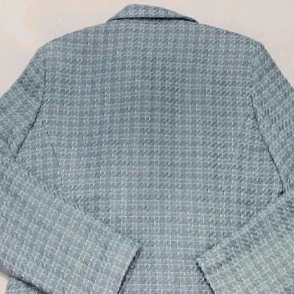 Vintage Sag Harbor Size 10 Herringbone Knit Periwinkle Blue Blazer Jacket Coat - Picture 11 of 13